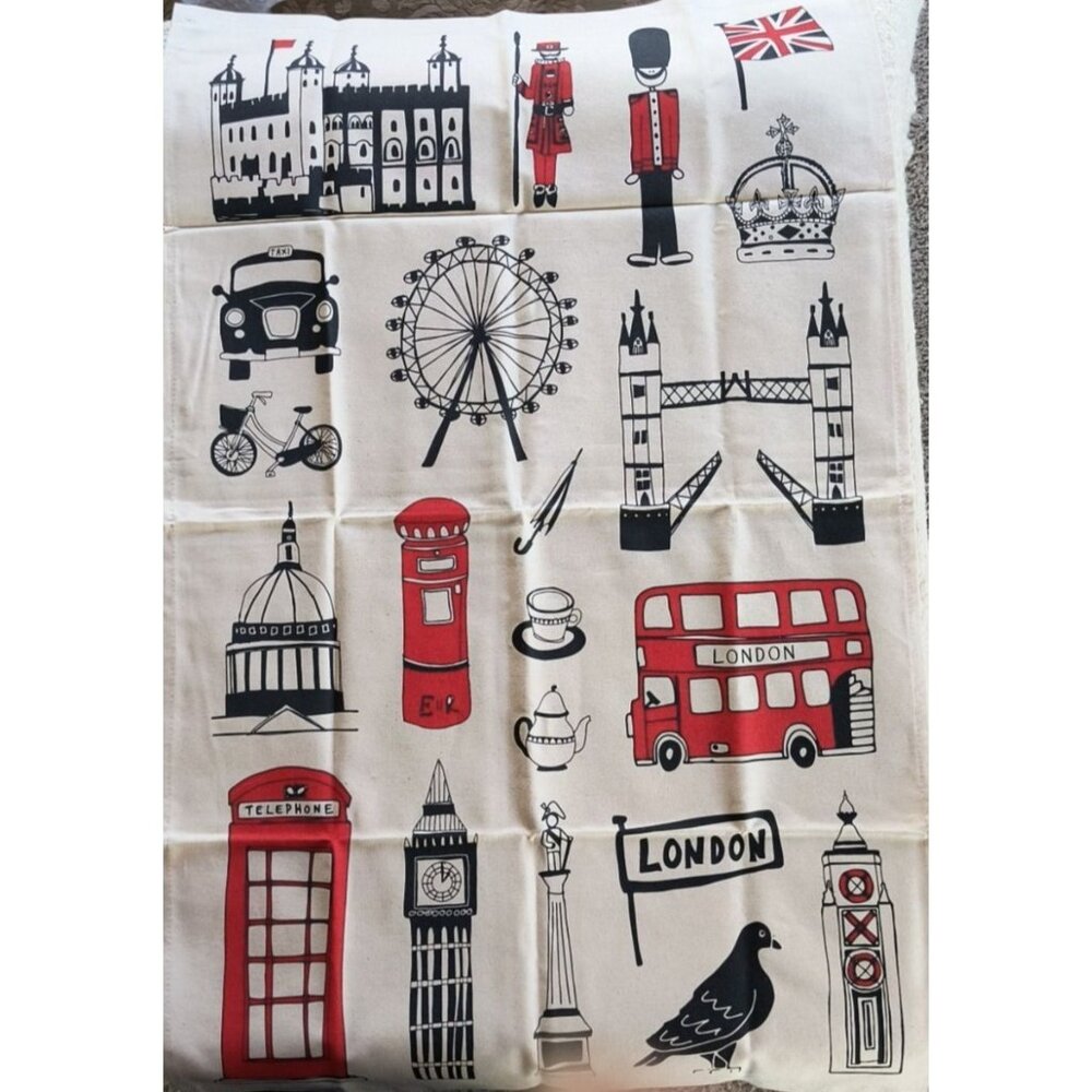 Victoria Eggs Big Smoke Tea Towel 100% Organic Cotton Handmade In Britain